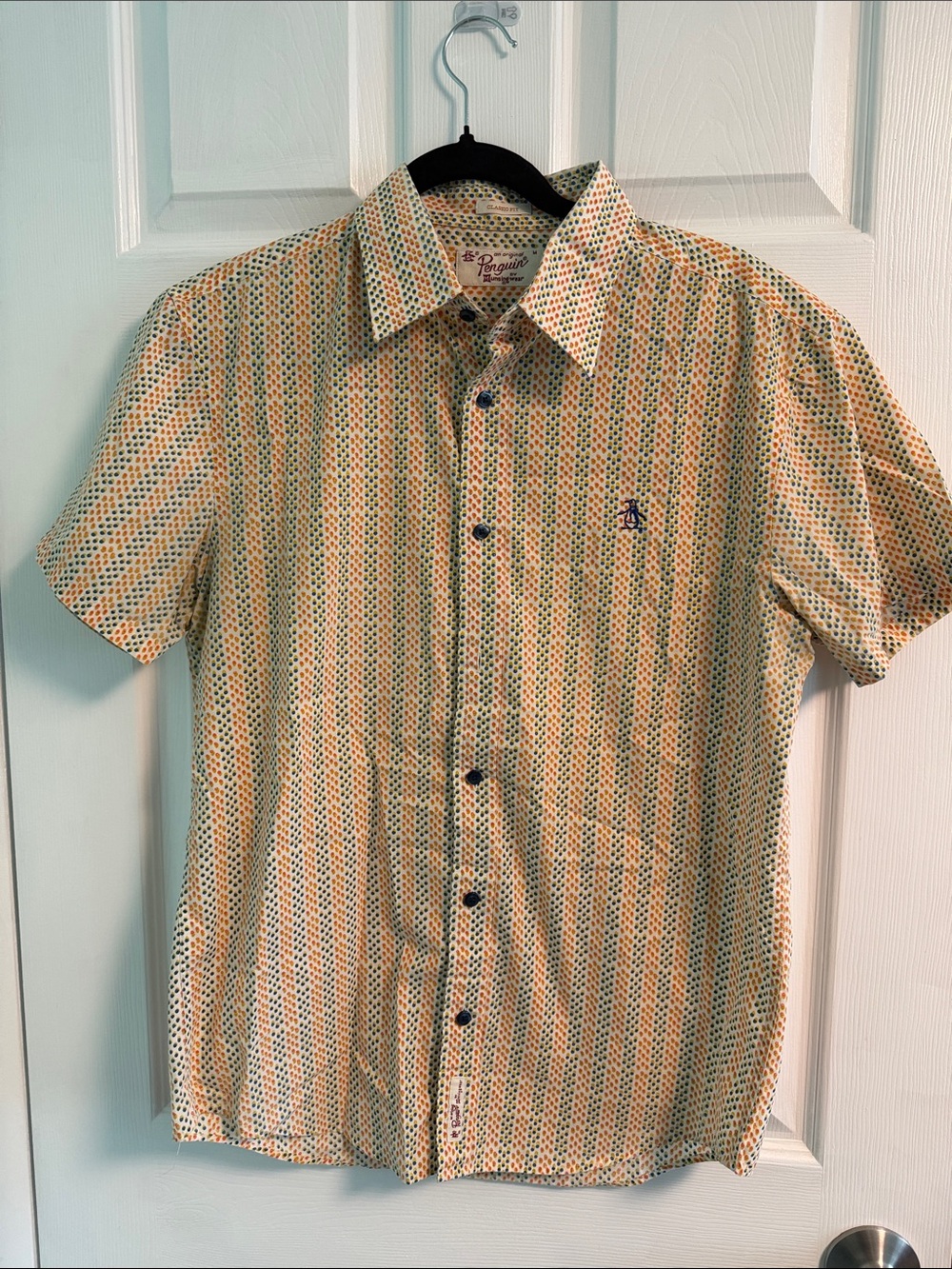 Original Penguin Men's Short Sleeve Printed Button-Up Shirt - Yellow Pattern